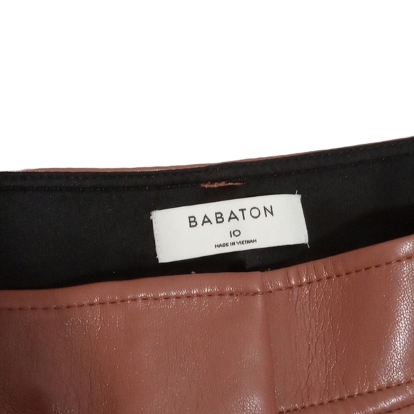Aritzia Babaton Faux Leather High Waist Command Trousers Coffee Brown Size 10 - Picture 5 of 11